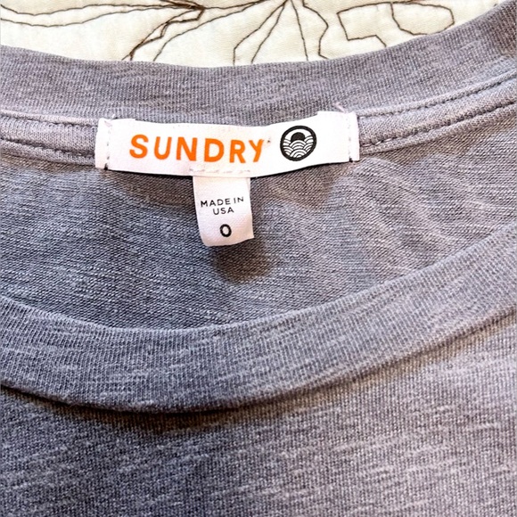 SUNDRY by ANTHROPOLOGY Heathered Blue Ruffle Shoulder Weekend Midi Dress Sz XS - Picture 8 of 12